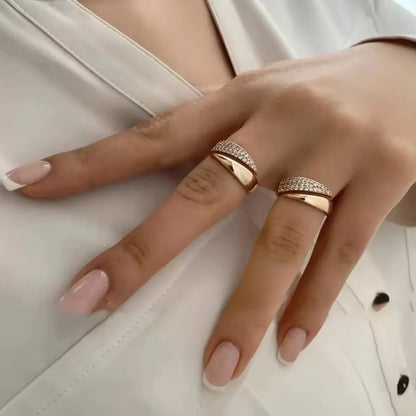 18K Gold Plated Sun Ring – Natural Stone Inlaid Trendy Jewelry for Women