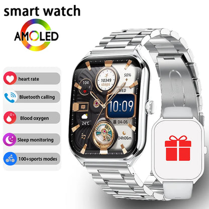 Ultra Thin Smartwatch 1.96" AMOLED – Always-On Display, Call Reminder, Compatible with Huawei & Android
