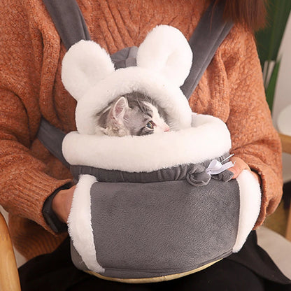Plush Pet Carrier Backpack – Warm & Portable for Cats & Dogs