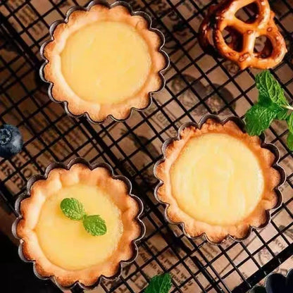 6-Piece Non-Stick Tart & Quiche Pan Set 4 Inch – Removable Bottom Carbon Steel Bakeware