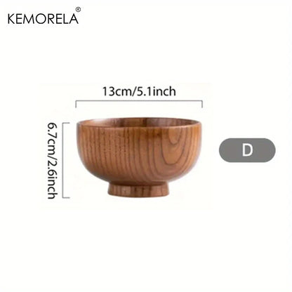 Natural Wooden Rice Bowl – Household Salad, Ice Cream & Fruit Food Storage Tableware
