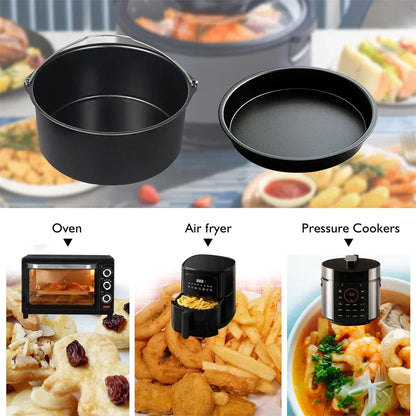 Non-Stick Round Cake Baking Pan with Handles – 6/7/8 Inch Air Fryer & Oven Safe