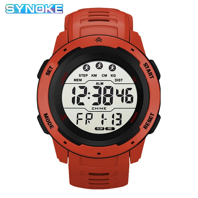 Digital Watches Men Men Numbers Sport Watch 5ATM Waterproof Back Light Round Screen Digital Multifunction Alarm Swimming