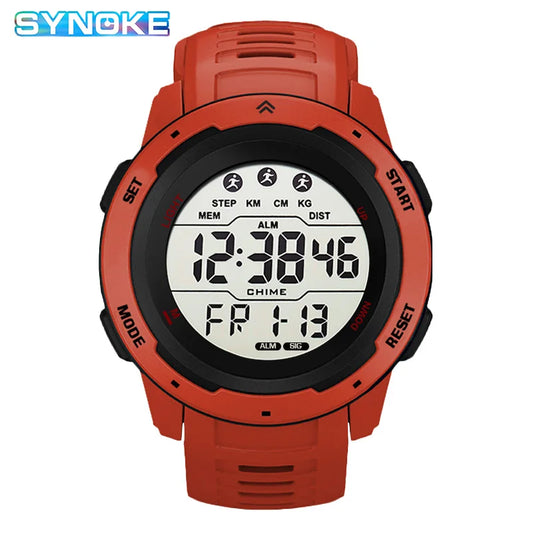 Digital Watches Men Men Numbers Sport Watch 5ATM Waterproof Back Light Round Screen Digital Multifunction Alarm Swimming