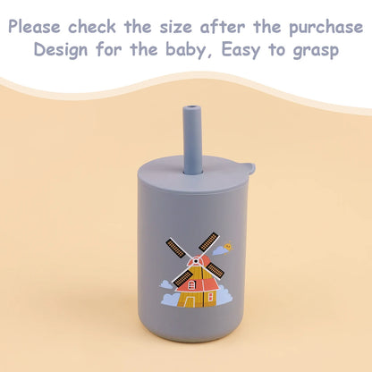 Baby Feeding Straw Cup – Anti-Hot Leakproof Silicone Toddler Water Bottle