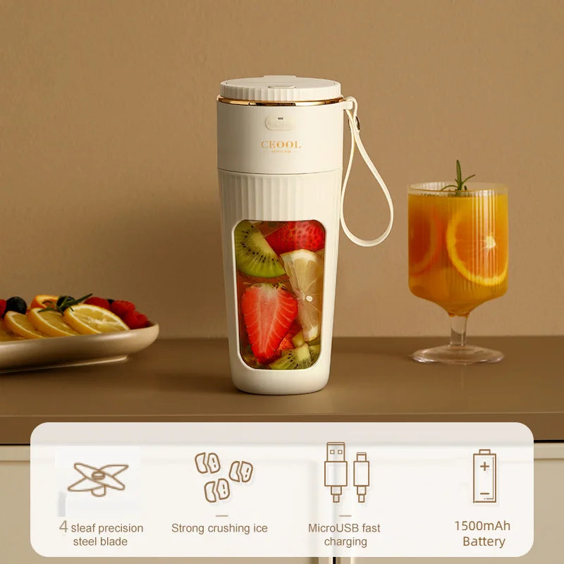 New Electric Fresh Juicer 10 Blades Powerful Crushed Ice Wireless Mini Portable Blender Bottle Juice Extractors Smoothie Mixer