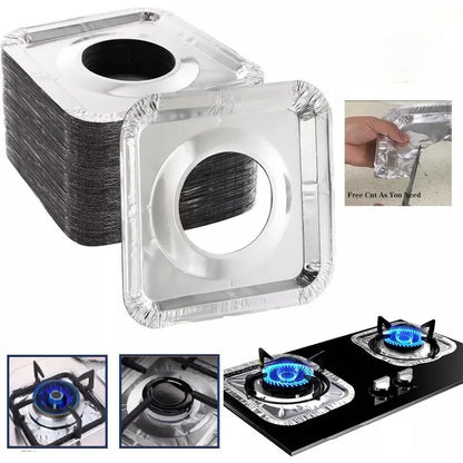 Disposable Aluminum Foil Burner Covers – Oil-Proof Gas Cooktop Stove Liners for Easy Cleaning | 20pcs