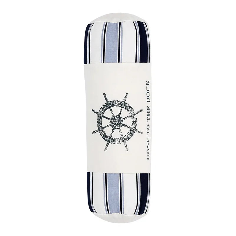 Mediterranean Sea Anchor Cylindrical Bolster Cushion 45x15cm – Cotton Linen Sofa & Bed Pillow Decoration