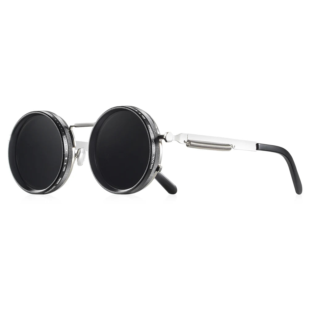 CRIXALIS ND9 Polarized Round Sunglasses – Adjustable Dimming UV400 Alloy Frame