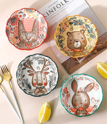 Forest Animals Ceramic Baking Pan with Handle – Salad Bowl & Au Gratin Dish