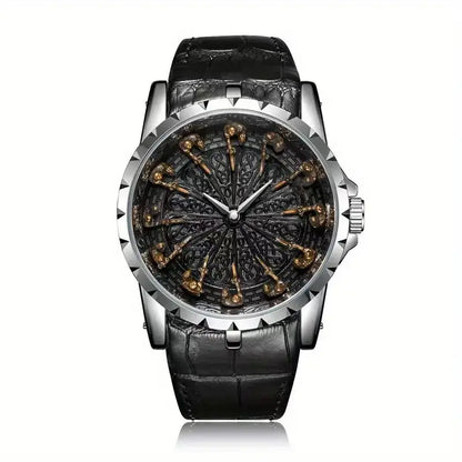 New watch for men with retro style and simple personality, practical belt, large dial, fully automatic quartz watch for men - BeeTrendyShop.COM