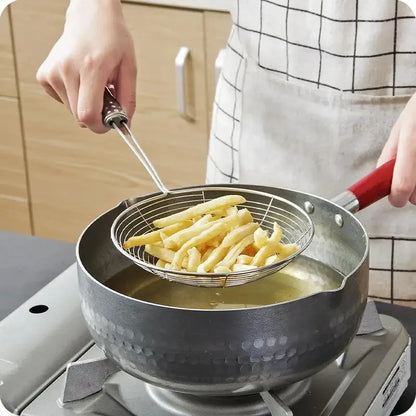 Stainless Steel Fry Basket & Oil Drain Skimmer – Wire Mesh Scoop for Deep Frying
