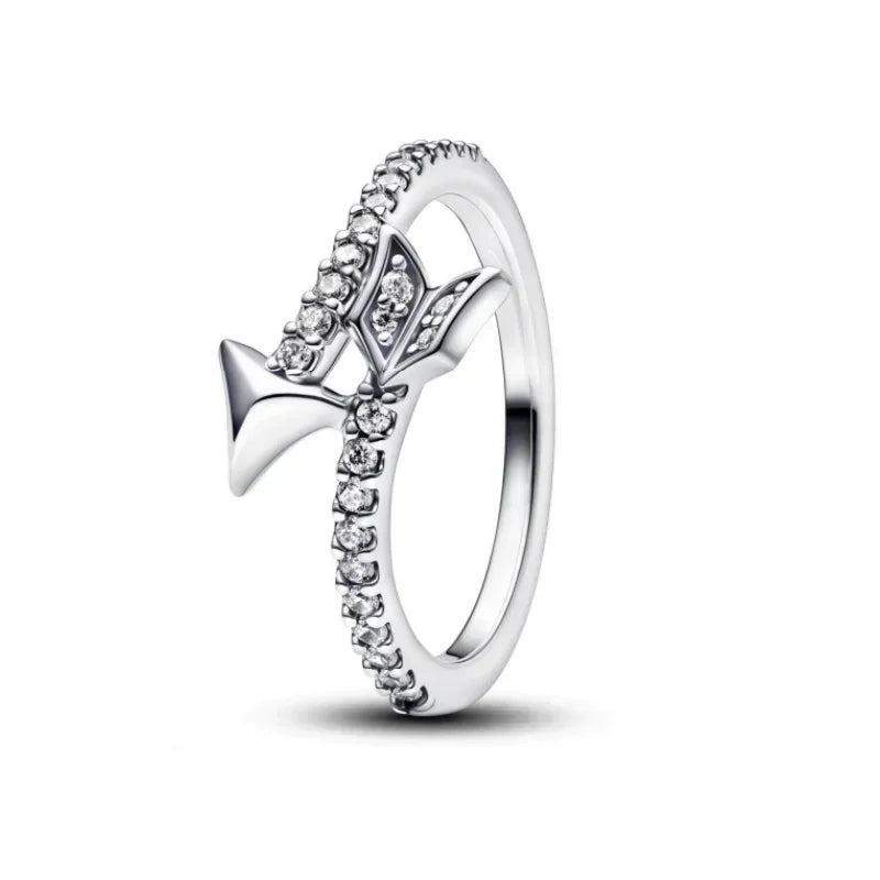 New Ring Original 925 Sterling Ring Heart Bow Sun Moon Star Flower Crown For Women Mother's Day Valentine's Day Gift DIY Jewelry