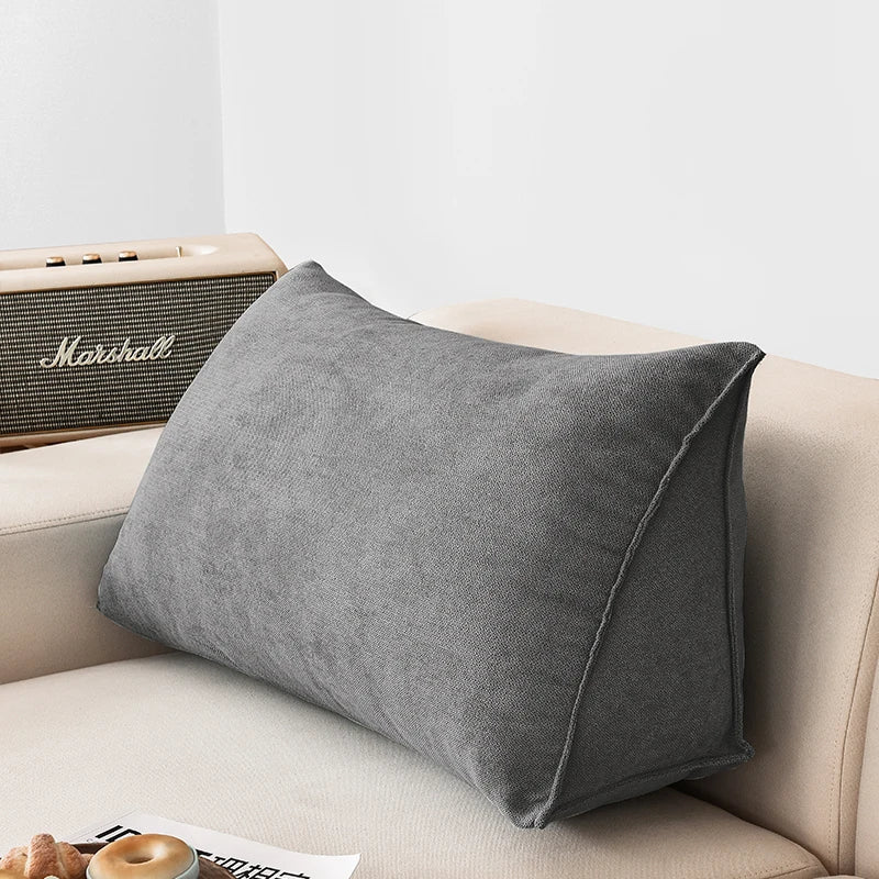 Soft Sofa Triangle Back Cushion Cover – Rectangular Bed Headboard Backrest Support Pillowcase with Pockets