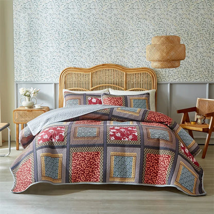 Retro Flower Patchwork Bedspread Set – Thickened Bed Sheet & Pillowcase Summer Blanket Twin King