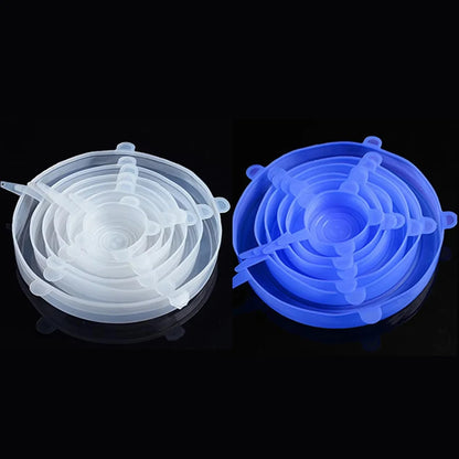 6-Piece Silicone Stretch Lids – Universal Microwave Food Covers & Elastic Bowl Caps