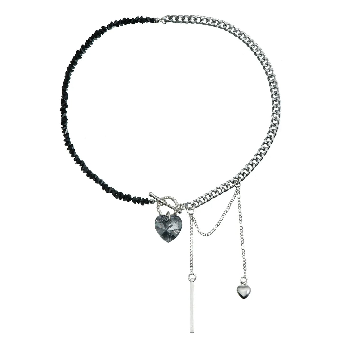 Layered Necklaces Heart Pendant Chain Jewellery Women Y2k Choker Glass Neck Collier Colar Feminino Cadenas Para Mujer for Girls