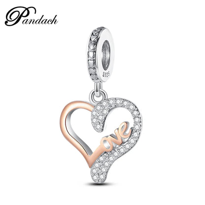 925 Sterling Silver Mom & Daughter Heart Charm – Mother's Day DIY Jewelry