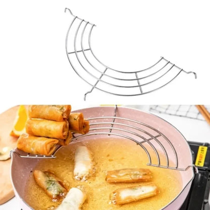 Stainless Steel Mesh Frying Basket with BBQ Tongs Set – Oil Drainage Rack for Deep Frying & Grilling