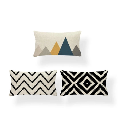 Nordic Geometric Zigzag Rectangle Cushion Cover – Cotton Linen Throw Pillow Cover 30x50CM