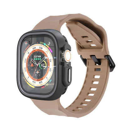 Smartwatch with a brown strap on a white background