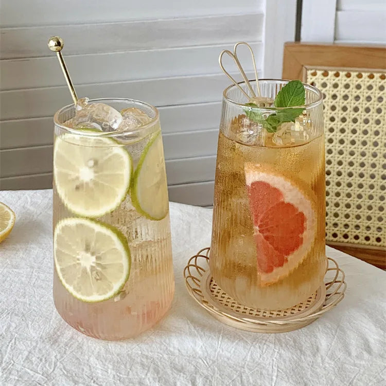 500ML Stripe Glass Cup – Wine Coffee Whiskey Beer Cocktail Drinking Glass