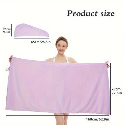 2 Pcs Set Women Camisole Shower Dress Sexy Backless Absorbent Wearable Bath Towel Suspenders Nightdress Dress - BeeTrendyShop.COM