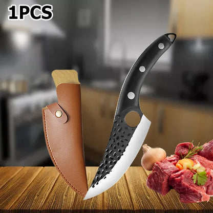 Handmade Forged Kitchen Knife Set – Multifunctional Chef Knives with Bottle Opener