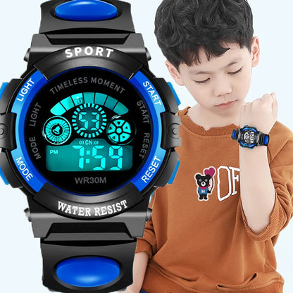 Electronic Watch for Boys Girls Children Luminous Dial Military Sport Watches for Kids Waterproof Multi-function Digital Watch - BeeTrendyShop.COM