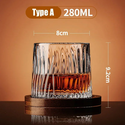 Spinning Whiskey Tumbler Glass – Rotating Crystal Brandy Cup