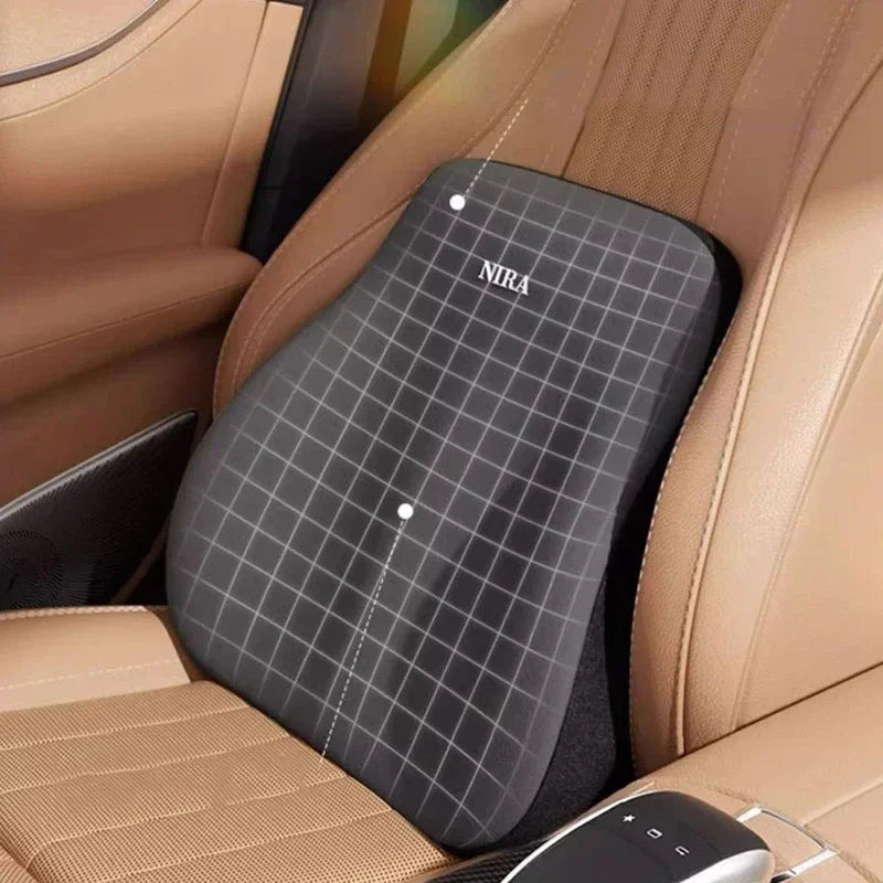 Car Memory Foam Lumbar & Neck Support Pillow – Removable Washable Backrest for Universal Vehicles