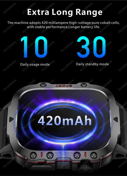 Military Smartwatch for Men – IP68 5ATM Waterproof, Outdoor Fitness Tracker, Health Monitor, Bluetooth