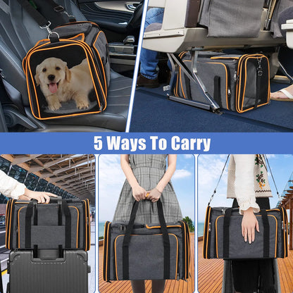 Expandable Pet Carrier Bag – Airline Approved Travel Bag for Dogs & Cats