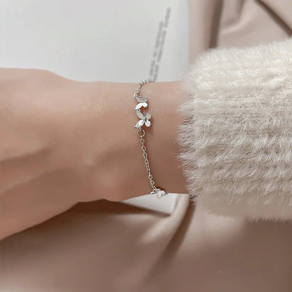 VENTFILLE 925 Silver Diamond Butterfly Bracelet – Adjustable Flower Jewelry for Women