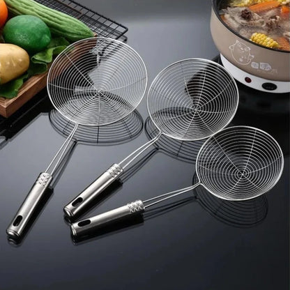 Stainless Steel Fry Basket & Oil Drain Skimmer – Wire Mesh Scoop for Deep Frying
