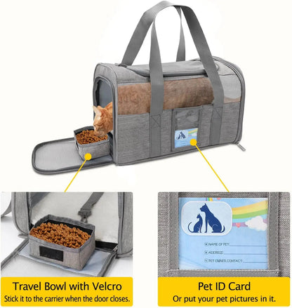 Soft Cat Carrier Bag – For Large Cats up to 20 lbs & Small Dogs | Zipper Closure, All Life Stages