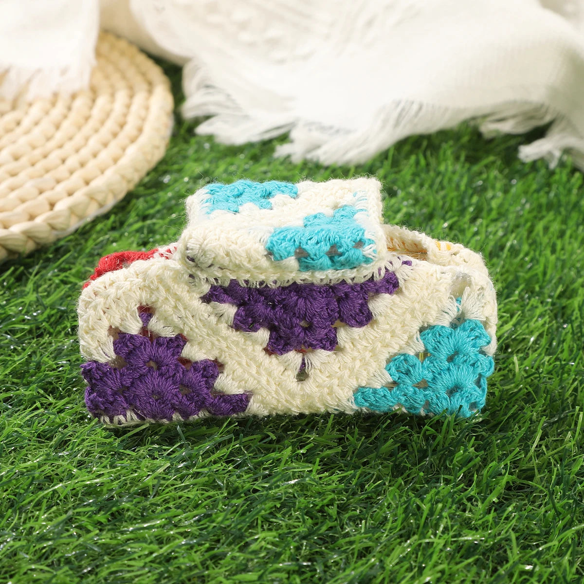 Knitting Hair Claw Girls Women Crochet Handmade Hairpin Fashion Floral Hairpin Crabs Girls Hawaii Bohemia Hair Accessories