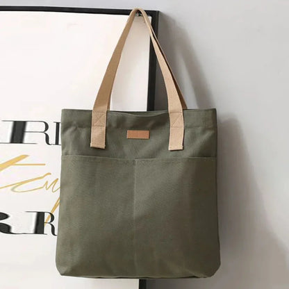 1Pc Women's Tote Bag Canvas Sewing Thread Large Capacity Advanced Sense Handbag Convenient Practical Female's Commuter Bag - BeeTrendyShop.COM