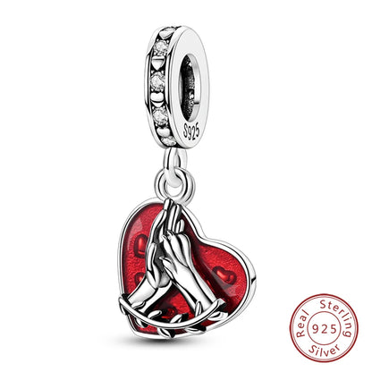 925 Sterling Silver Red Wine, Chili & Dumbbell Charm Bead – Fun DIY Jewelry