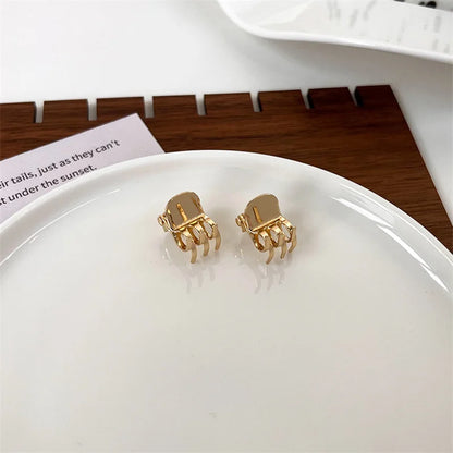 Vintage Metal Mini Hair Claw Clips – Gold, Silver & Bronze Bangs Clip for Women