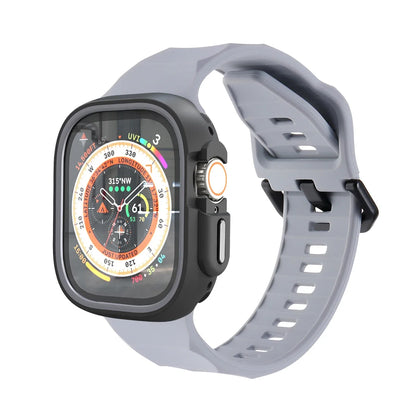 Smartwatch with a gray band on a white background
