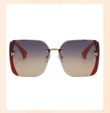Frameless Oversized Square Sunglasses – Gradient UV400 Lightweight Women's Fashion