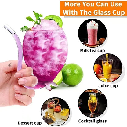 Clear Wine Glass Cup with Straw – Cocktail Beer Drinks Bar Gift