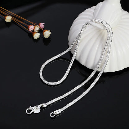 Solid Snake Chain Necklace – 1mm / 2mm / 3mm Silver Tone Unisex Jewelry