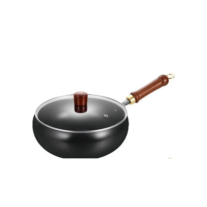 28CM Handmade Pure Iron Big Belly Frying Pan – Non-Coating Smooth Stew Pot