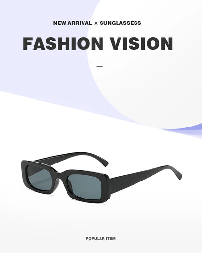 Small Rectangle Sunglasses – Retro Black UV400 for Driving & Fishing