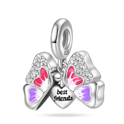925 Sterling Silver Colorful Butterfly & Insect Zircon Charm Bead – DIY Jewelry