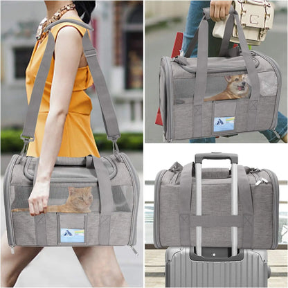 Soft Cat Carrier Bag – For Large Cats up to 20 lbs & Small Dogs | Zipper Closure, All Life Stages