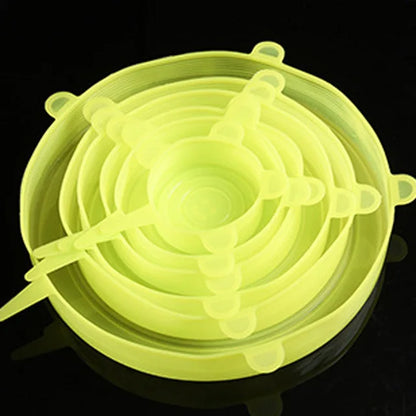 6-Piece Silicone Stretch Lids – Universal Microwave Food Covers & Elastic Bowl Caps