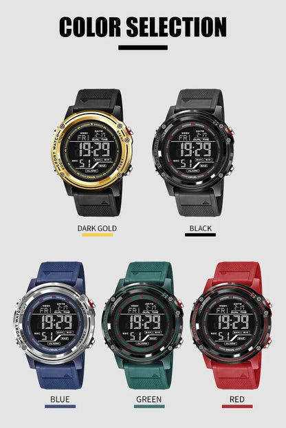 Men's Digital Sport Watch – 50M Waterproof, LED, Stopwatch, Military Tactical Wristwatch
